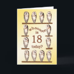 18th birthday, Curious owls card. Card<br><div class="desc">Funny barn owls rotating their heads. A humorous birthday card for someone who likes owls.</div>