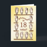 18th birthday, Curious owls card. Card<br><div class="desc">Funny barn owls rotating their heads. A humorous birthday card for someone who likes owls.</div>