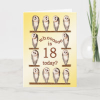 18th birthday, Curious owls card.