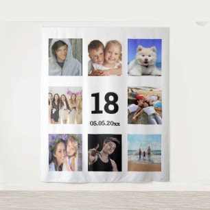18th birthday custom photo collage white guy tapestry
