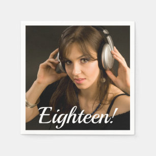 18th birthday custom photo script girl napkin