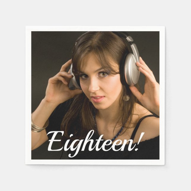 18th birthday custom photo script girl napkin (Front)