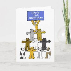 18th Birthday Cute Cartoon Cats Card