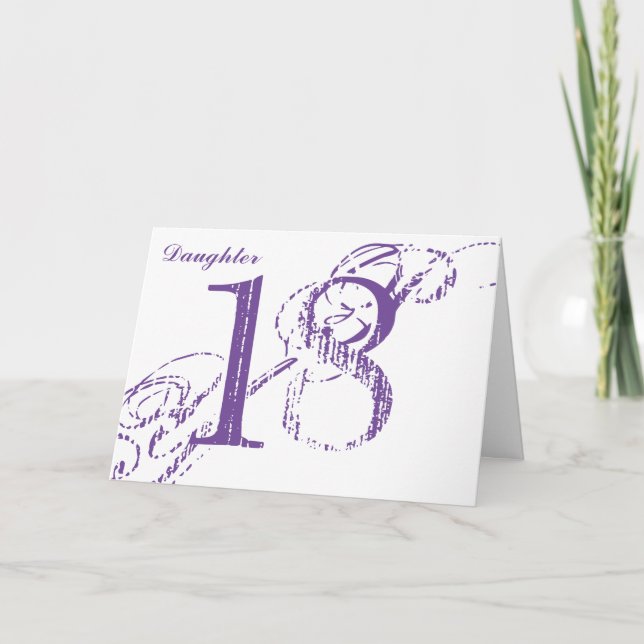 18th birthday, daughter, big purple text, white. card (Front)