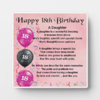 18th Birthday Daughter Poem Plaque