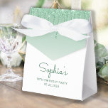 18th Birthday Elegant Green Glitter Drip Script Favour Box<br><div class="desc">Thank birthday party guests with these elegant favour boxes,  featuring an image of dripping green faux glitter on the green top flap. Personalise them with the guest of honour's name in green script,  along with the occasion and date in sans serif font,  on a white background.</div>