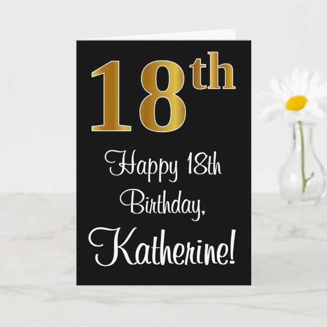 18th Birthday ~ Elegant Luxurious Faux Gold Look # Card (Small Plant)