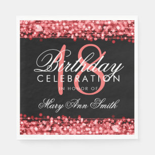 18th Birthday Elegant Party Sparkles Red Napkin