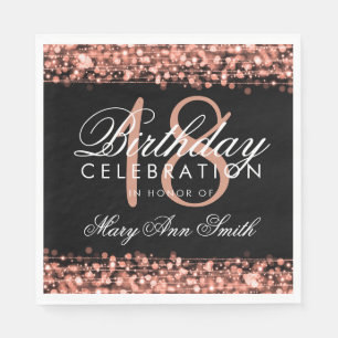 18th Birthday Elegant Party Sparkles Rose Gold Napkin