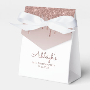 18th Birthday Elegant Rose Gold Glitter Drip Favour Box