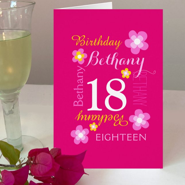 18th birthday flower custom graphic hot pink (Creator Uploaded)
