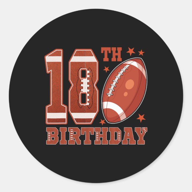 18th Birthday Football Theme 18 Year Old Boy Birth Classic Round Sticker (Front)