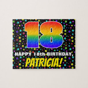 18th Birthday — Fun, Colourful Star Field Pattern Jigsaw Puzzle