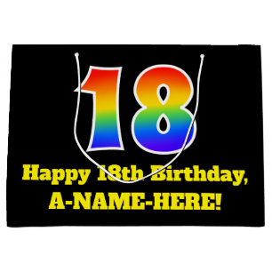 18th Birthday ~ Fun, Colourful, Vibrant, Rainbow 1 Large Gift Bag