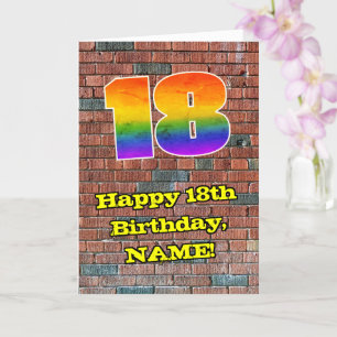 18th Birthday: Fun Graffiti-Inspired Rainbow 18 Card