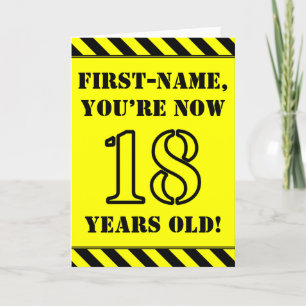 18th Birthday: Fun Stencil Style Text, Custom Name Card
