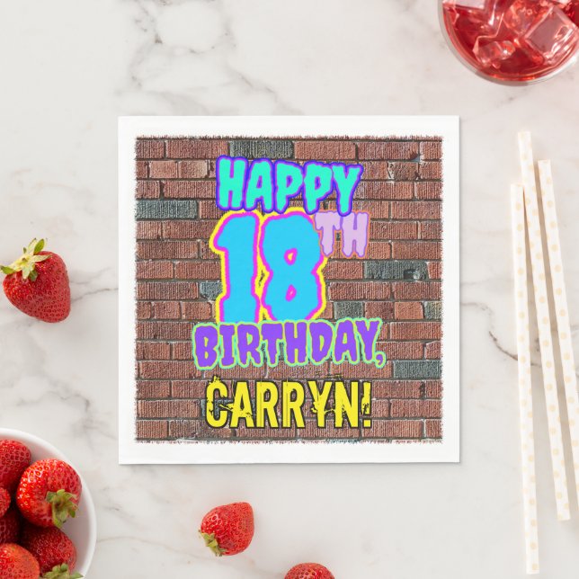 18th Birthday ~ Fun, Urban Graffiti Inspired Look Napkin (Insitu)