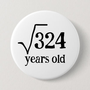 18th birthday funny eighteenth math square root 7.5 cm round badge