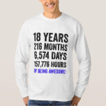 18th Birthday // Funny Men’s Birthday Countdown T-Shirt<br><div class="desc">Celebrate someone special's birthday with this funny “18 Years of Being Awesome” Countdown TShirt!</div>