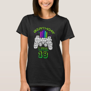 18th Birthday Gamer Level 18 Unlocked Video Gamer T-Shirt