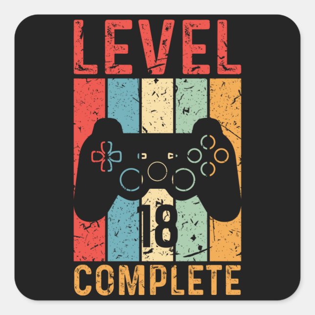 18th Birthday Gift Boys Men Level 18 2003 Square Sticker (Front)