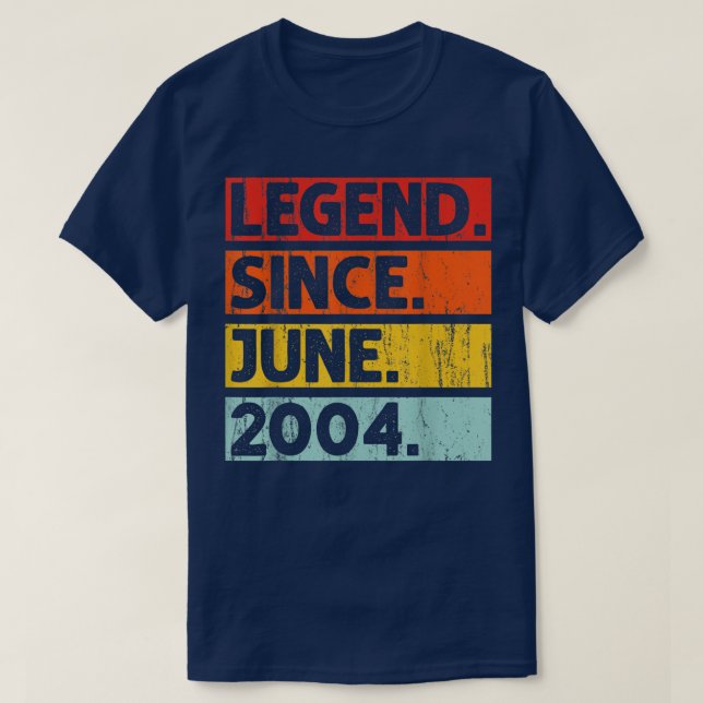 18th Birthday Gifts Legend Since June 2004 18 Year T-Shirt (Design Front)