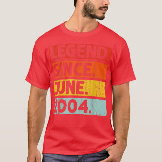 18th Birthday Gifts Legend Since June 2004 18 Year T-Shirt