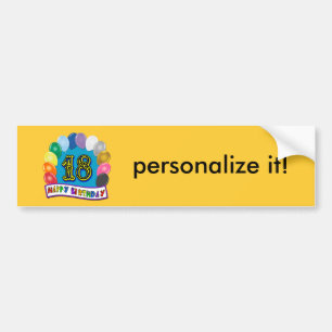18th Birthday Gifts with Assorted Balloons Design Bumper Sticker