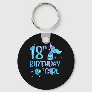 18th Birthday Girl Mermaid 18th Toddlers Back to Key Ring