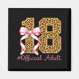 18th Birthday Girl Nk Coquette Bow Leopard 18 Year Magnet