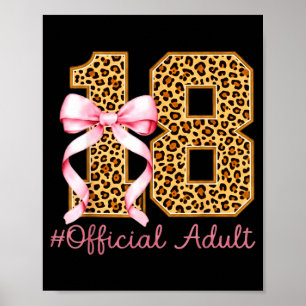 18th Birthday Girl Nk Coquette Bow Leopard 18 Year Poster