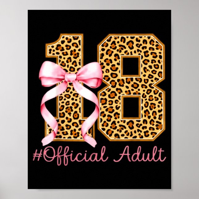 18th Birthday Girl Nk Coquette Bow Leopard 18 Year Poster (Front)