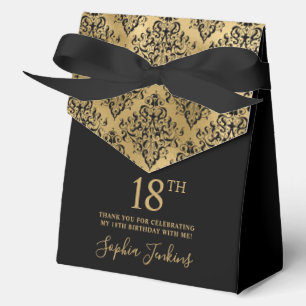 18th Birthday Gold Damask Thank You Favour Box