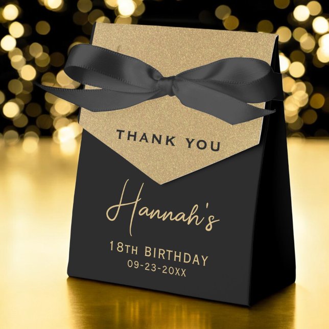18th Birthday Gold Foil Monogram Script Thank You Favour Box (Creator Uploaded)