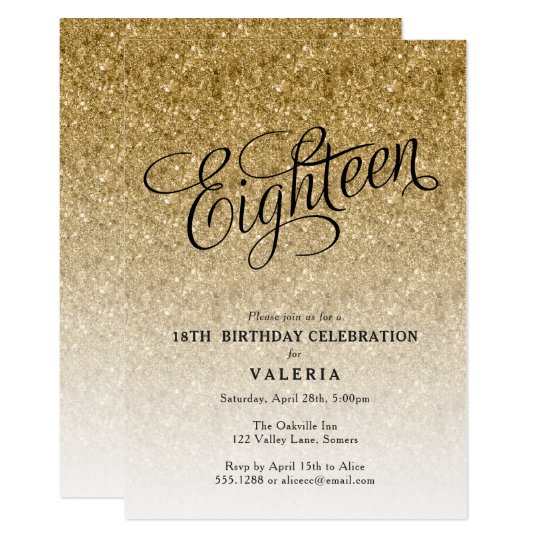 18th Birthday Gold Glitter Invitation | Zazzle.com.au