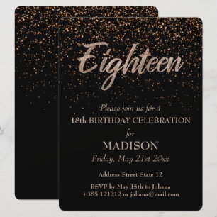 18th Birthday Gold Glitter Invitation
