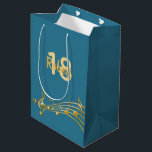 18th Birthday gold music notes teal blue green Medium Gift Bag<br><div class="desc">Teal,  blue green background with faux gold music notes for a 18th birthday. Templates for the age 18 and name.  The name is written in a hand-lettered style script.  Golden letters and number.</div>