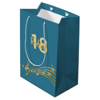 18th Birthday gold music notes teal blue green