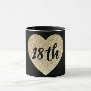 18th birthday gold sequin heart mug