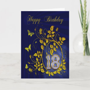 18th Birthday golden butterflies Card