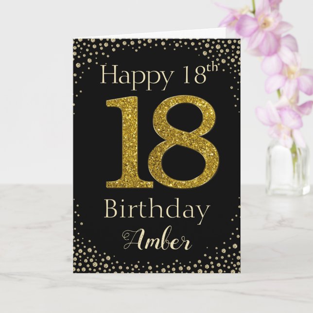 18th Birthday Golden Glitter Card (Orchid)