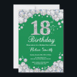 18th Birthday Green and Silver Diamond Invitation<br><div class="desc">18th Birthday Invitation. Green and Silver Rhinestone Diamond. Elegant Birthday Bash invite. Adult Birthday. Women Birthday. Men Birthday. For further customisation,  please click the "Customise it" button and use our design tool to modify this template.</div>