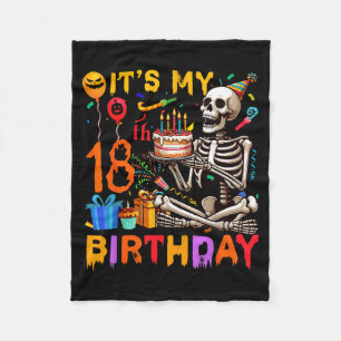 18th Birthday Halloween Skeleton Matching Party Fleece Blanket