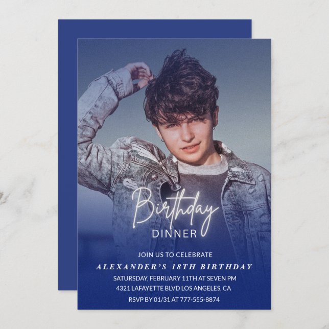 18th birthday invitation Birthday Dinner Photo Men (Front/Back)