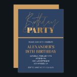 18th birthday invitation Birthday Party Gold Navy<br><div class="desc">18th birthday invitation Birthday party Gold Navy elegant modern</div>
