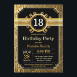 18th Birthday Invitation Black and Gold Glitter<br><div class="desc">18th Birthday Invitation with Black and Gold Glitter Background. Adult Birthday. Male Men or Women Birthday. Kids Boy or Girl Lady Teen Teenage Bday Invite. 13th 15th 16th 18th 20th 21st 30th 40th 50th 60th 70th 80th 90th 100th. Any Age. For further customisation, please click the "Customise it" button and...</div>