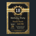 18th Birthday Invitation Black and Gold Glitter<br><div class="desc">18th Birthday Invitation with Black and Gold Glitter Background. Adult Birthday. Male Men or Women Birthday. Kids Boy or Girl Lady Teen Teenage Bday Invite. 13th 15th 16th 18th 20th 21st 30th 40th 50th 60th 70th 80th 90th 100th. Any Age. For further customisation, please click the "Customise it" button and...</div>