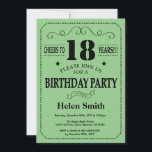 18th Birthday Invitation Black and Green<br><div class="desc">18th Birthday Invitation Black and Green Typography. Black and Green Background. Adult Birthday. Male Men or Women Birthday. Kids Boy or Girl Lady Teen Teenage Bday Invite. 13th 15th 16th 18th 20th 21st 30th 40th 50th 60th 70th 80th 90th 100th. Any Age. For further customisation, please click the "Customise it"...</div>