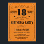 18th Birthday Invitation Black and Orange<br><div class="desc">18th Birthday Invitation Black and Orange Typography. Black and Orange Background. Adult Birthday. Male Men or Women Birthday. Kids Boy or Girl Lady Teen Teenage Bday Invite. 13th 15th 16th 18th 20th 21st 30th 40th 50th 60th 70th 80th 90th 100th. Any Age. For further customisation, please click the "Customise it"...</div>
