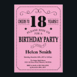 18th Birthday Invitation Black and Pink<br><div class="desc">18th Birthday Invitation Black and Pink Typography. Black and Pink Background. Adult Birthday. Male Men or Women Birthday. Kids Boy or Girl Lady Teen Teenage Bday Invite. 13th 15th 16th 18th 20th 21st 30th 40th 50th 60th 70th 80th 90th 100th. Any Age. For further customisation, please click the "Customise it"...</div>